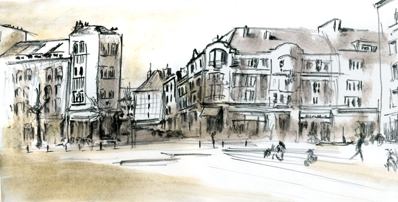 Croquis de lorient, feutre usé et café