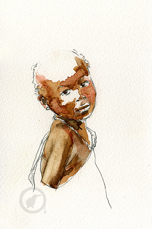 aquarelle d'un enfant africain