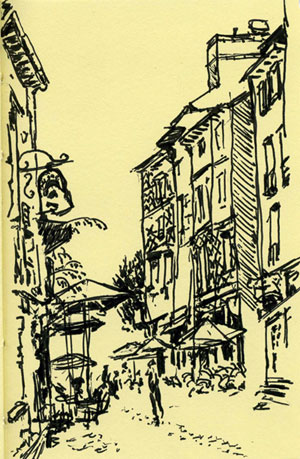 croquis de la rue st michel à rennes