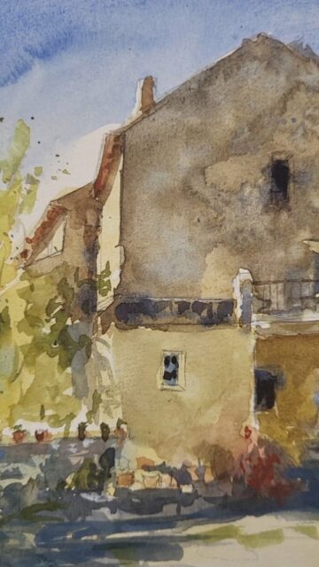 #watercolour #aquarelle #provence # #architecturepainting #architecturelovers #paintingthelight #impressionistpainting #aquarello #aquarelliste #virtualpleinair #paca #vaucluse #inspiration

Parfois en quête d'inspiration et de dépaysement, je m'amuse à errer sur Google maps et je me téléporte virtuellement sur les chemins, un peu partout. Il m'arrive de sortir les pinceaux quand un lieu me plaît, comme ici cette ferme dans la campagne de Seguret, petit village du Vaucluse
Plus pratique que le train n'est-ce pas ?