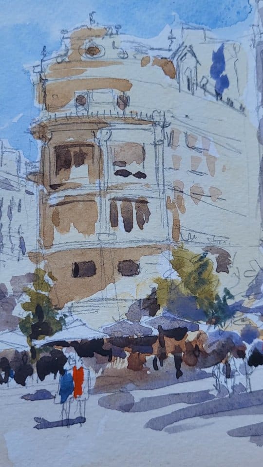 #valencia #watercolour #españa #paintingthelight #paintingonlocation #usk #uskvalencia #streetscene #architecturesketch #sletcher