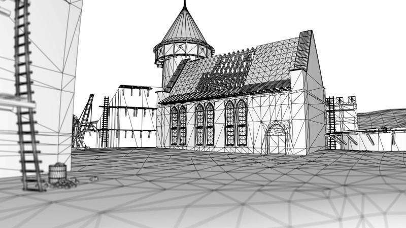 Modélisation 3d salle seigneuriale La Hunaudaye