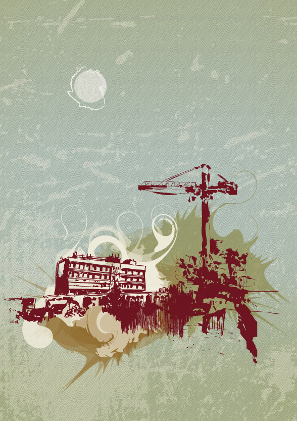 composition graphique recyclant des dessins